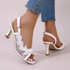 Elegante Damen Bunte Kristall Sandalen Sommer Peep Toe Back Strap High Heels Party Hochzeit Schuhe Frau Plus Größe 42 Pumps
