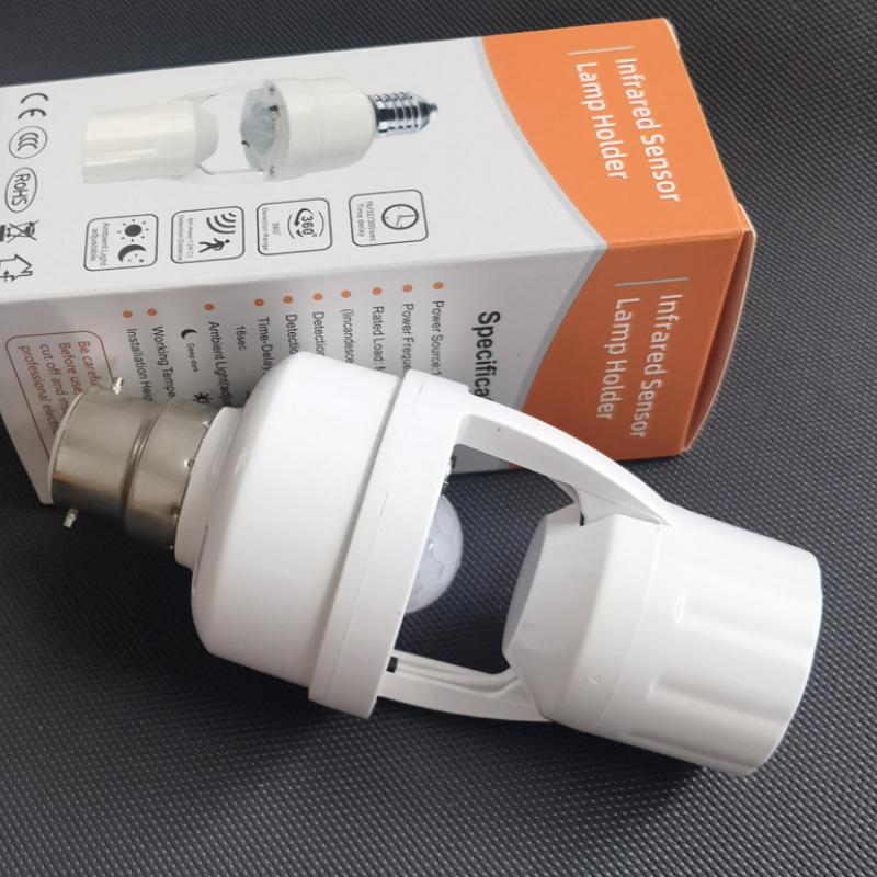 1Pc Human Body Induction Energy-saving E27 LampLED Holder Intelligent Switch Light Timing Infrared Induction Lamp Base 85-265V