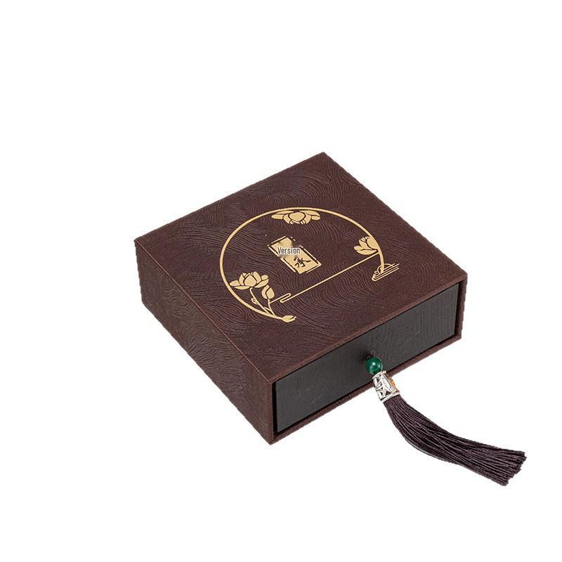 Tassel Heritage Jewelry Storage Box with Gold Silver Ornament Design