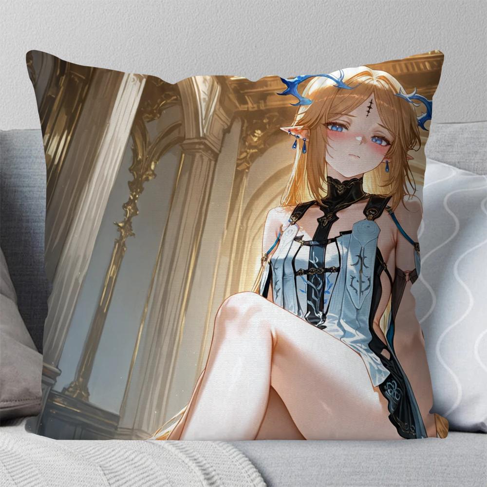 Cartethyia Anime Game W-Wuthering Waves Pillow Case Square Pillow Bedroom Sofa Leisure Comfort Living Room Home Decoration 40X40