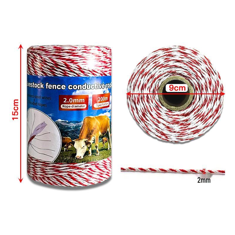 High Voltage Conductive Rope for Livestock Fencing: Electric Net Cable for Cattle, Horses, Sheep, and Boars
