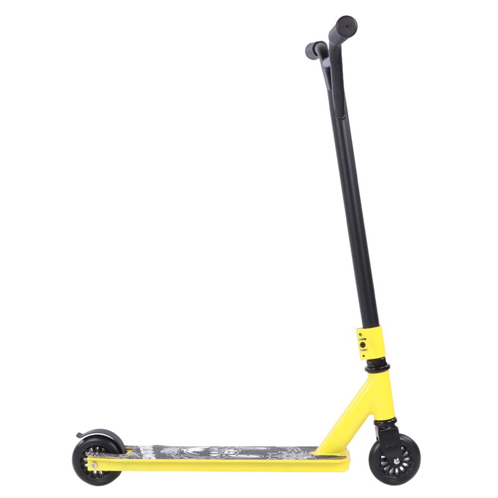 Yellow Portable Professional Scooter Adult Stunt 2 PU Wheels Sliding Pedal Equipment