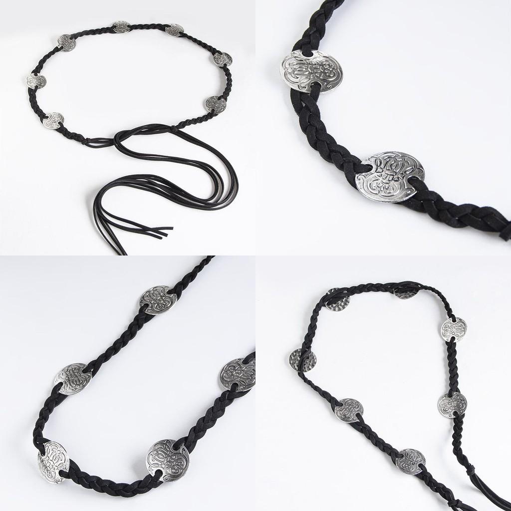 Style Bohemian Metal Decor Knot Design Women Casual Woven Belt For Daily
