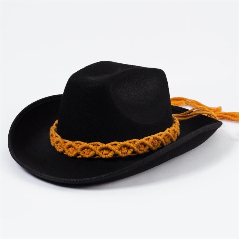 Lightweight Cowboy Hats Ethnic Style Women Wear Resistant Cowboy Hats with Weaving Hat Rope Adult Outdoor Sunproof Hat