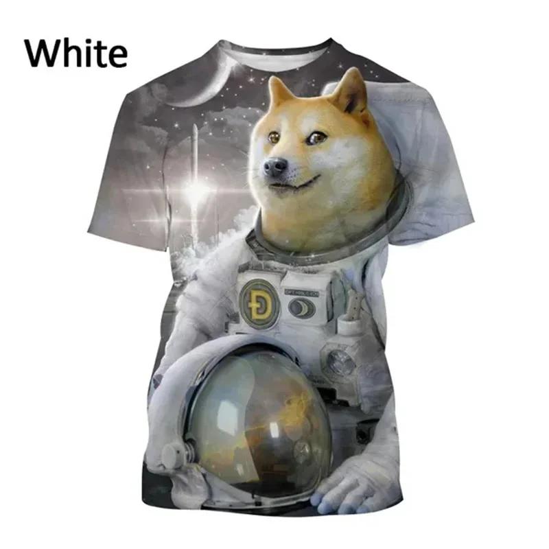 Astronaut Doge Dogecoin Graphic Printed T-Shirt Men Clothing Fashion Meme Cheems Casual 3D Printing Tee Tops