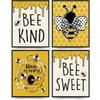 PLKMK Bee Wall Decor Set of 4,Bee Decor for Home,Bumble Bee Decor,Bee Home Decor,Summer Decor for Home,Bee Kind Wall Art,Yellow Decor,Bee Happy Sign