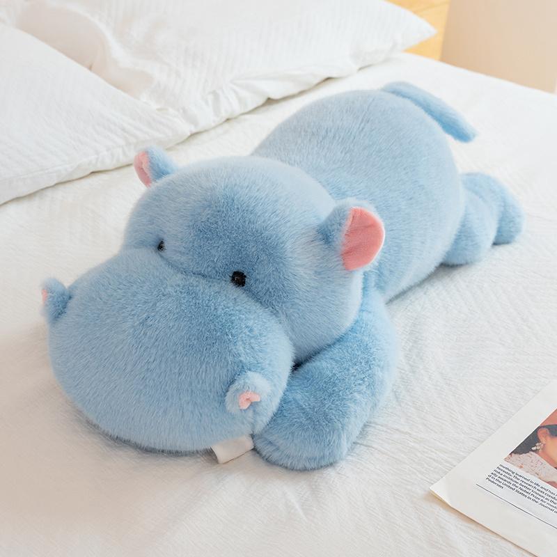 30~50Cm Lying Cartoon Animals Plush Toy Stuffed Hippo Panda Bear Dog Dinosaur Doll Fluffy Sleeping Companion Gift