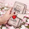 Women's Long Wallet Black Cat Pattern Multi-functional Snap Closure Coin Purse Portable Daily Commute Wallet for Cat Lovers Birthday Gift Travel