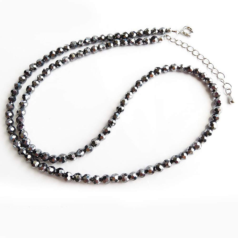 [GOLD STONE] Genuine Terahertz Ore Necklace, Mirror Cut, 4mm, Lightweight, Sparkling, Approximately 40cm Long