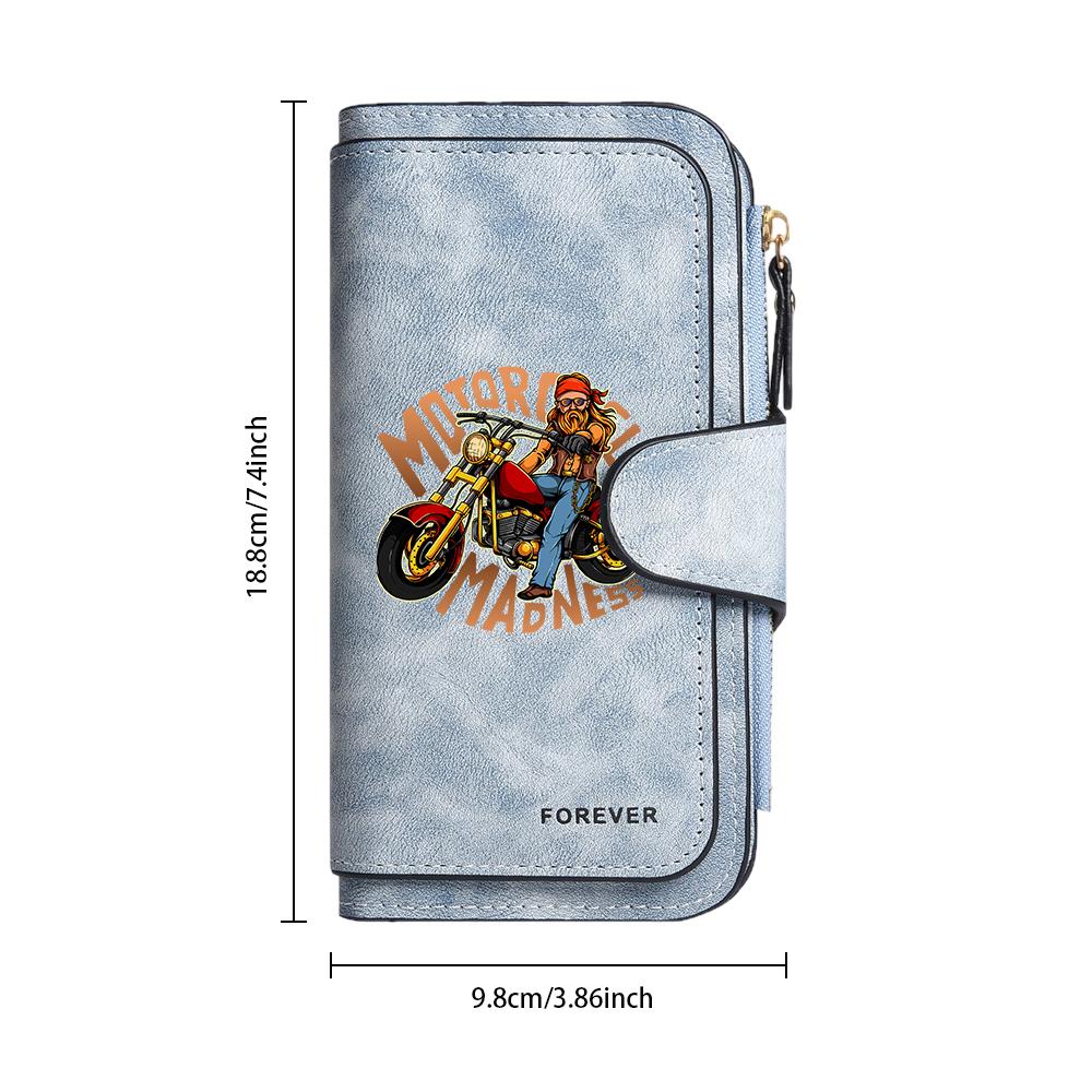 Biker Rider Pattern Long Wallet Fashion Casual Multipurpose Card Holder Portable Purse