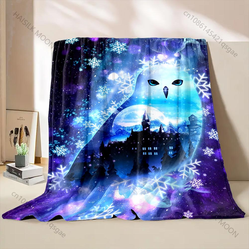 1PC Magical World Castle Owl Elements Printed Blanket Warm and Comfortable Blanket for Adults and Children Gifts Luxury Gifts