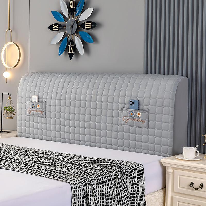 

Simple Modern Style Bed Head Cover with Elastic All Inclusive Bedroom Dust-proof and Anti-collision Thickened Universal Headboard Cover with Pocket 60*120cm