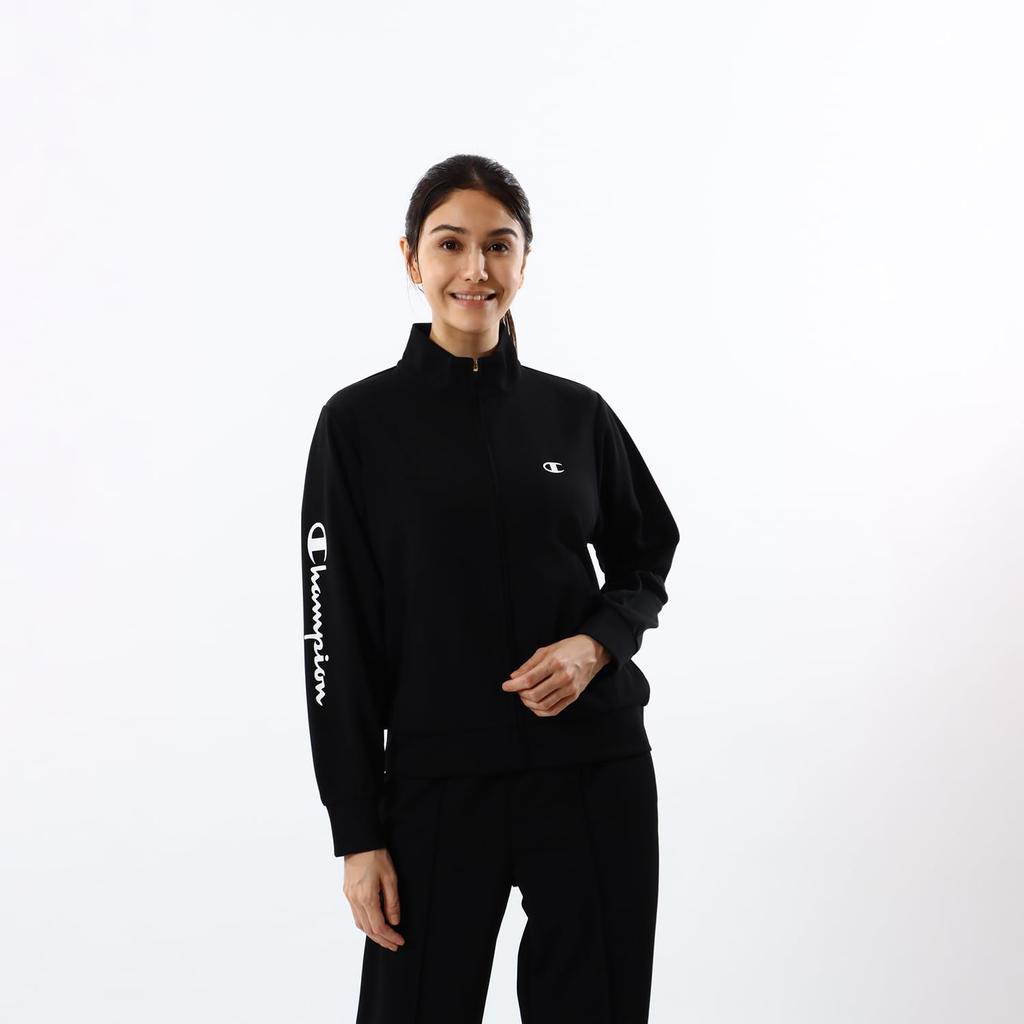 Jacket Quick Dry Script Logo Zip Jacket Sports Black L [Champion] Women's CW-YSE01