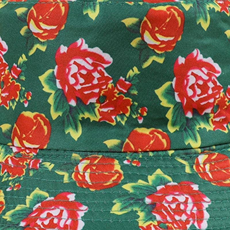 Double Sided Floral Bucket Hat Breathable Fisherman Hat Beanies Hat Rose Printing Cloche Style Vintage Rose Pattern
