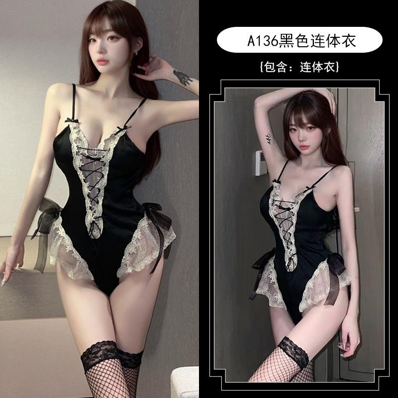 Sexy underwear, sweet and cute tutu skirt, sexy perspective hidden button open gear, free one-piece.