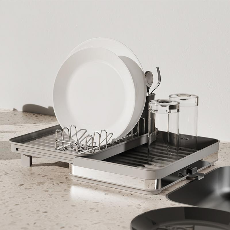 Dish Drain Rack Draining Storage Shelf Kitchen Utensil Holder Countertop Drainer Space-Saving  Dryer Rack For Dishes Cups Plate