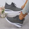 Women Mesh Shoes 2025 New Women Mesh Platform Sneakers High Heels Wedges Thick Bottom Sneakers Breathable Casual Vulcanize Shoes