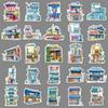 50 Japanese Street Style Cartoon Graffiti Scenery Waterproof Stickers for Journals and Computers.