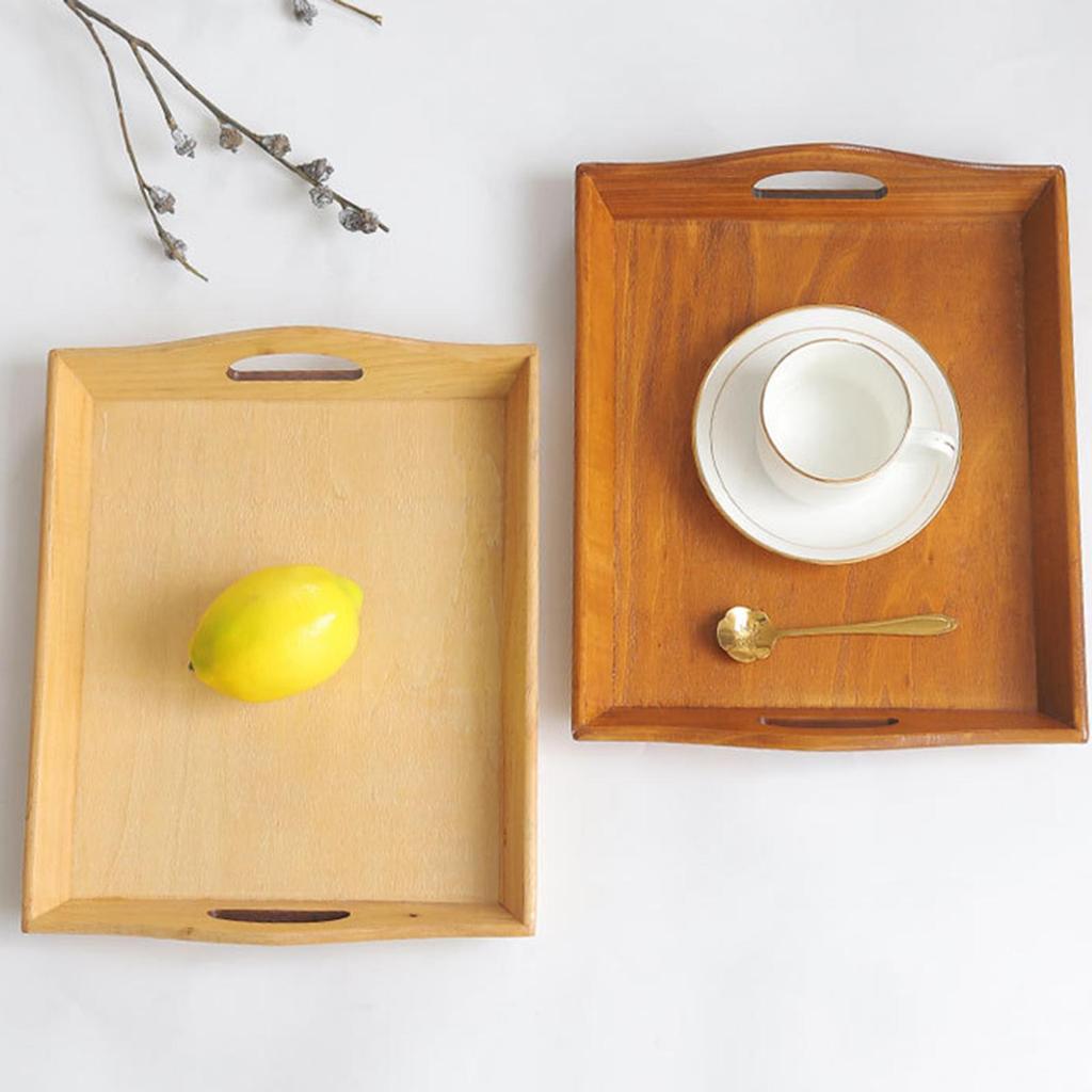 Rectangular Wooden Serving Tray for Coffee Table, Simple Storage Cafe, Party,
