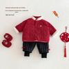Kids' Winter 2025 Fur Collar Jacket: Boys' Patch Cotton Fleece & Girls' Red Coat