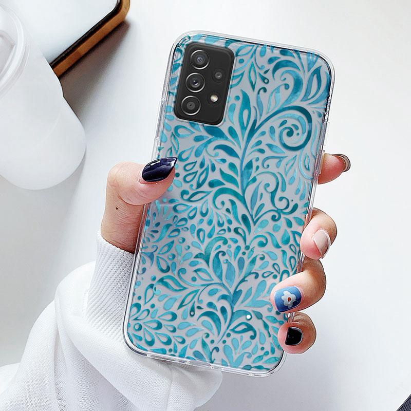 Phone Case For Samsung A52s A52 Floral Silicon Cover For Samsung Galaxy A52 Fundas Coque Transparent Soft Capas Flower TPU