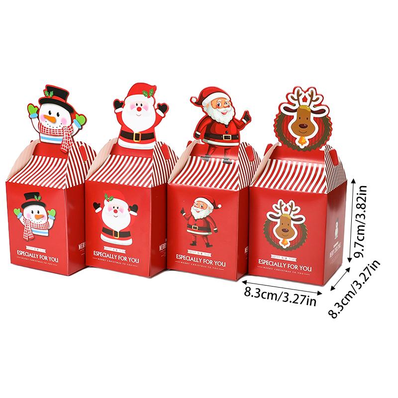 4pcs Christmas Candy Gift Box Chocolate Cookie Apple Packaging Box Santa Claus Bags Christmas Decorations for Home New Year 2025
