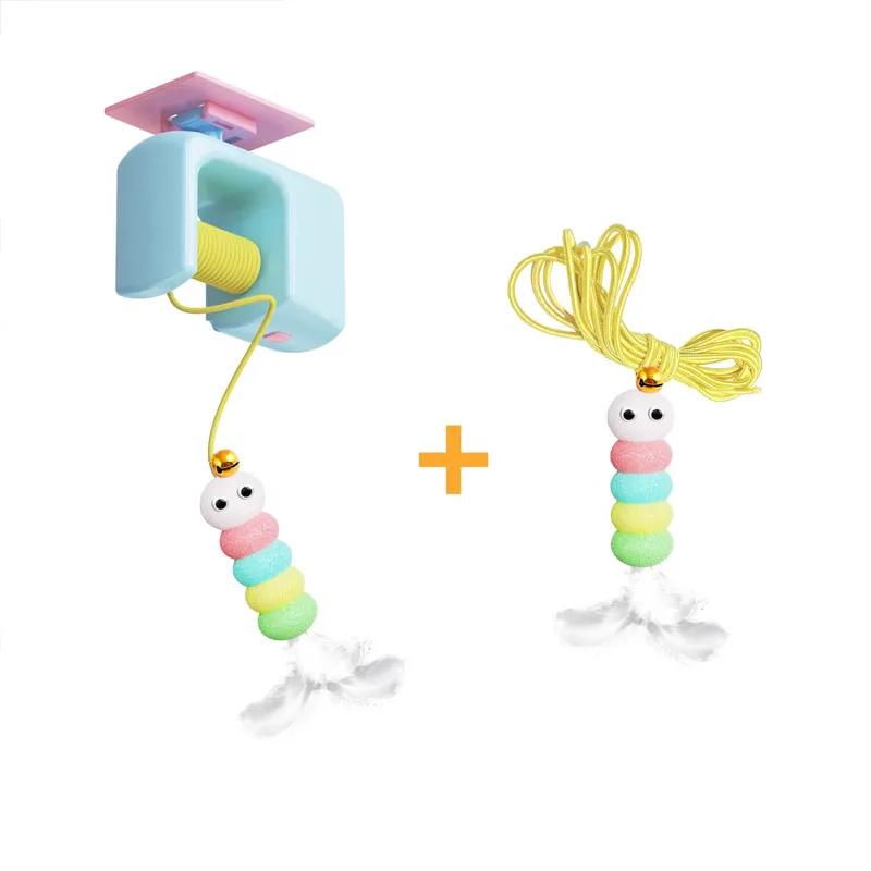Hanging door-style cat toy self-play boredom relief toy swing hanging elastic feather bell teaser wand cat teasing toy