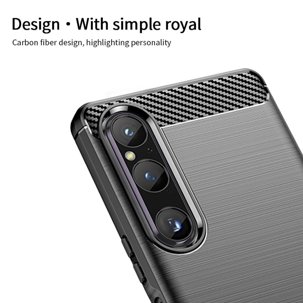 MOFI JK TPU Serie-1 Für Sony Xperia 1 V Kohlefaser Gebürstete Handyhülle Weiche TPU Handy-Rückabdeckung
