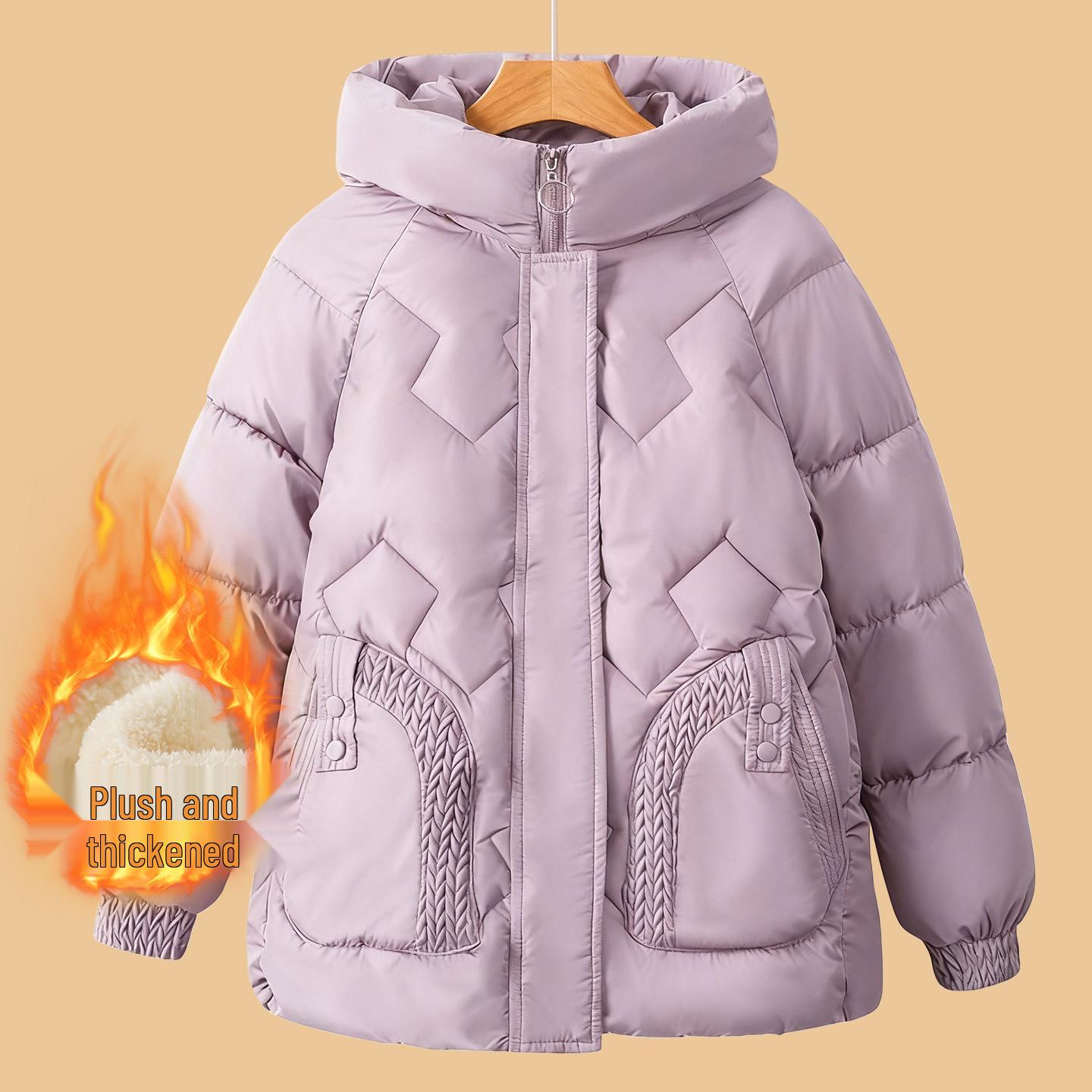 

Mom s Winter Coat: Hooded, Thick Velvet Cotton Jacket for Middle-Aged and Elderly Women (50+), Warm and Cozy. 3XL (Recommended 110-125 lbs)