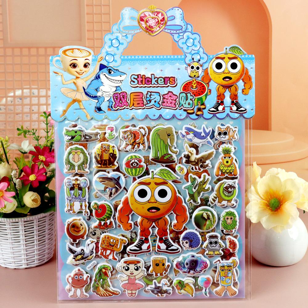 Children's Cartoon Double-layer Three-dimensional Bubble Sticker