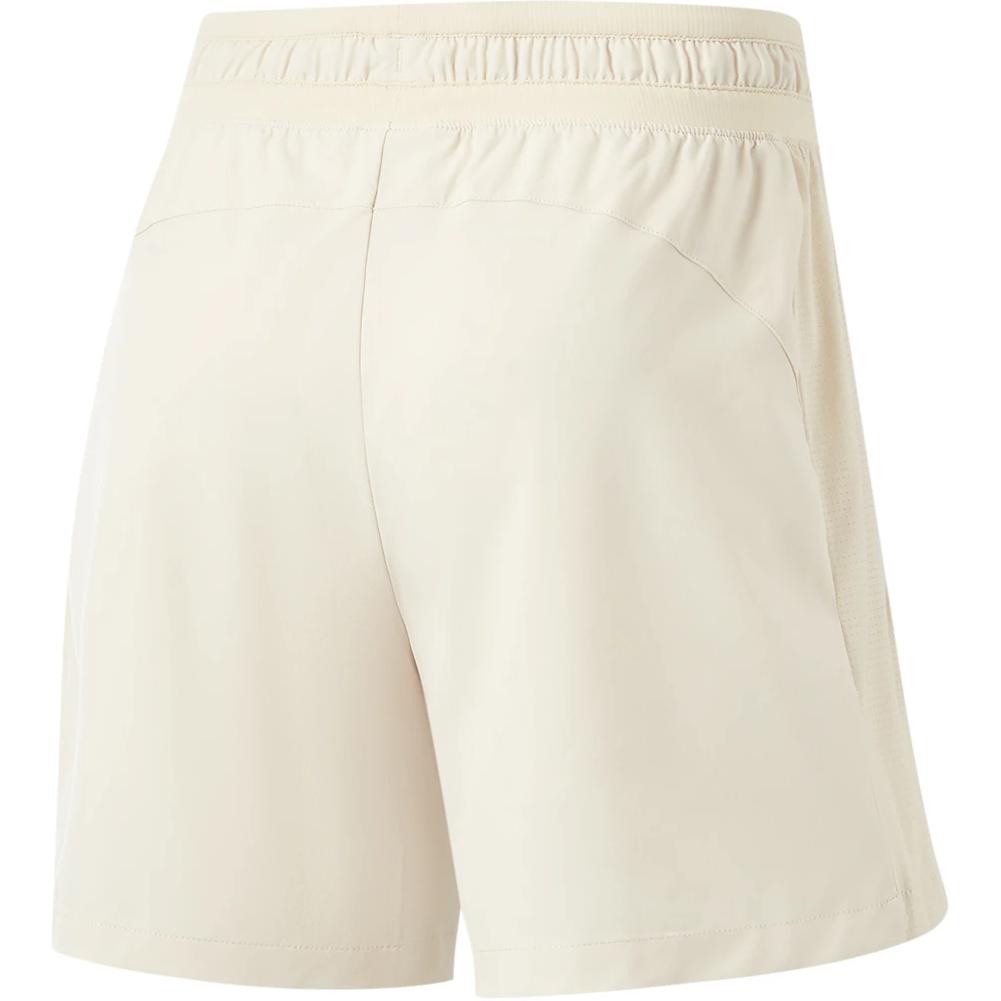 Li Ning Fitness Series Solid Color Mid Waist Drawstring Comfortable Breathable Sports Shorts Women shorts Oatmeal-Gray AKSU024-4