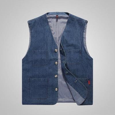 Frühling und Herbst Weste Herren dünne Baumwolle Denim Weste große ärmellose Weste Vatertagsgeschenk