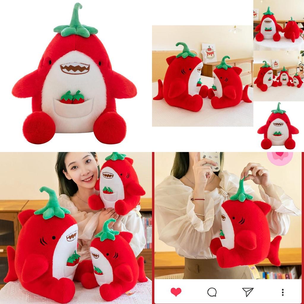 Adorable Red Shark Plush Toy Soft Stuffed Fish Doll With Premium Pp Cotton Filling