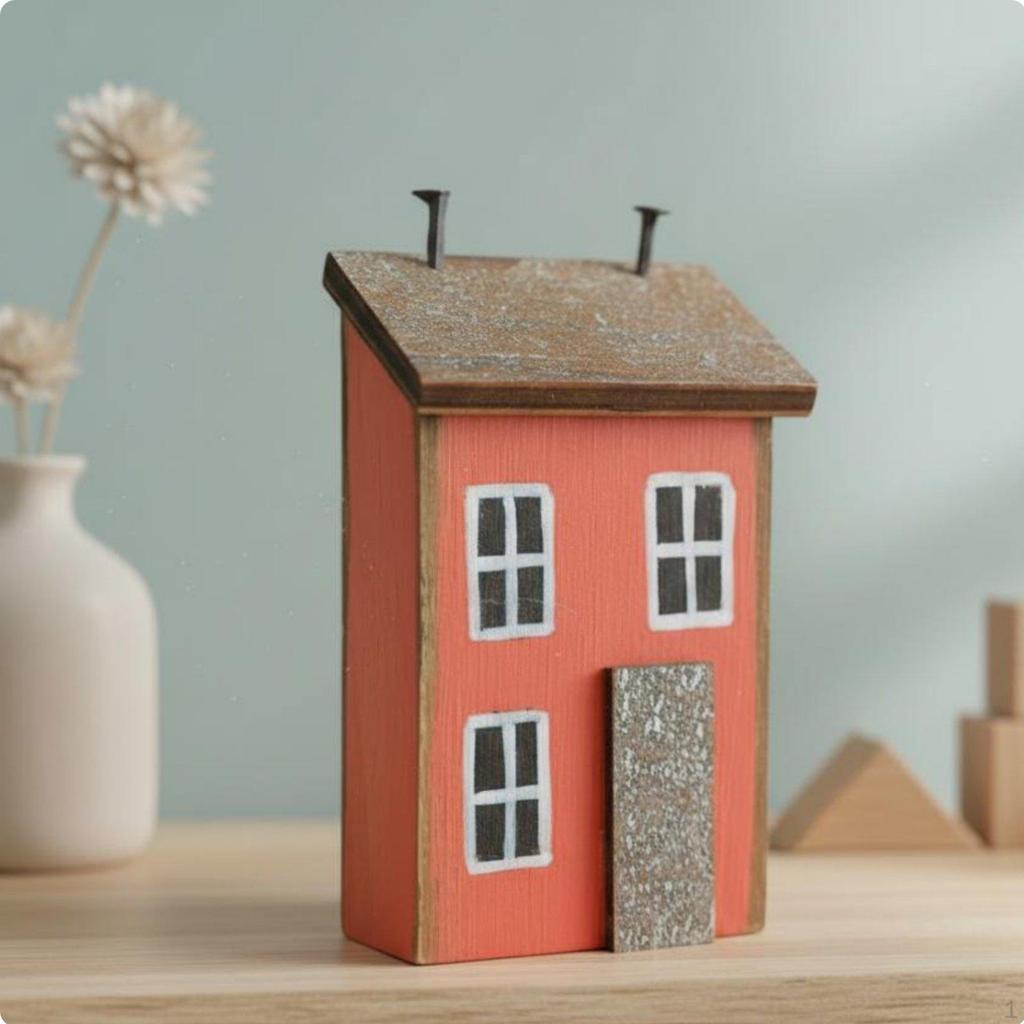 Houten Huis Ornament Creatieve DIY Kleine Decoratie Handgemaakt voor Kinderen, Knutselaars, Bureau,