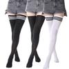 Ladies Girls Long Tube Socks Black White Striped Long Socks Women Sexy Over Knee Thigh High Socks Over The Knee Stockings