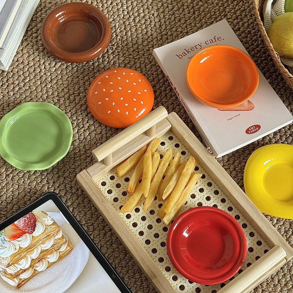 Stackable Cartoon Burger Seasoning Dish Set Space Saving 6 in 1 Sauce Bowl Set  Parties
