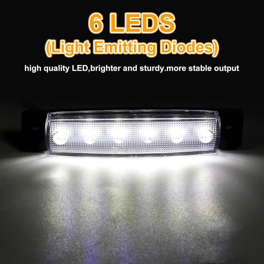 X-STYLE Side Marker Lamp, 24V, White, LED Marker Lights, 6 Rows for Car,