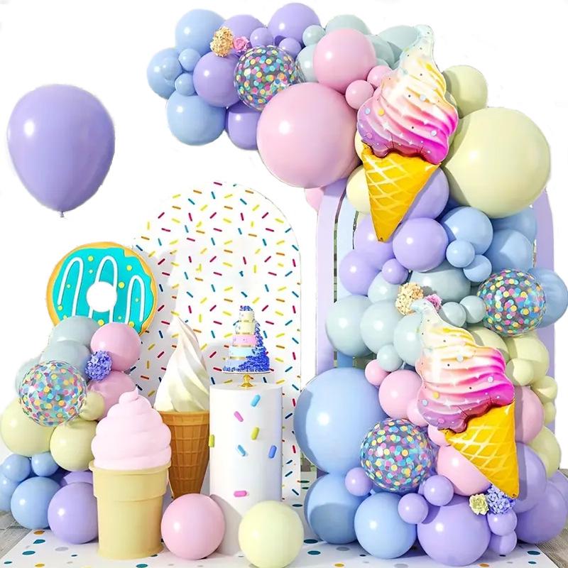 Ice Cream Macaron Balloon Chain Set for Summer Parties and Weddings