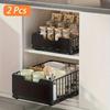 2pcs Pull-Out Under-Sink Storage Basket Foldable Sliding Drawer Organizer for Kitchen Cabinet Pantry Bathroom Accessories