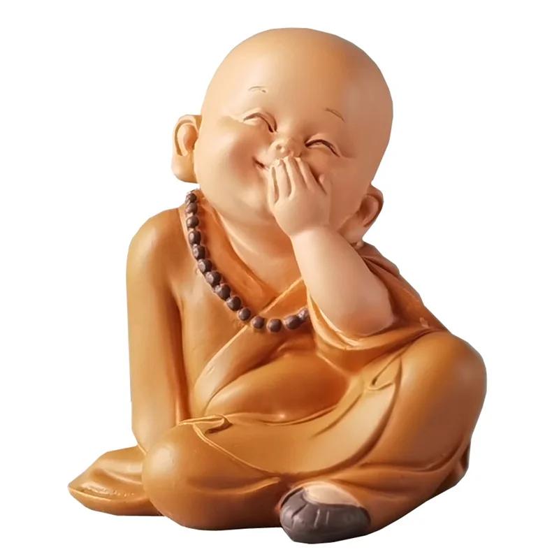 Resin Cute Little Monk Mini Statue Modern Handmade Sculpture Cute Home Living Room Desktop Figurines Children's Gifts Special