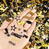 Gold and Black Graduation Confetti 2025, 1000 Pcs Grad Confetti Class of 2025 Party Table Centerpiece for 2025 Graduation Party Supplies