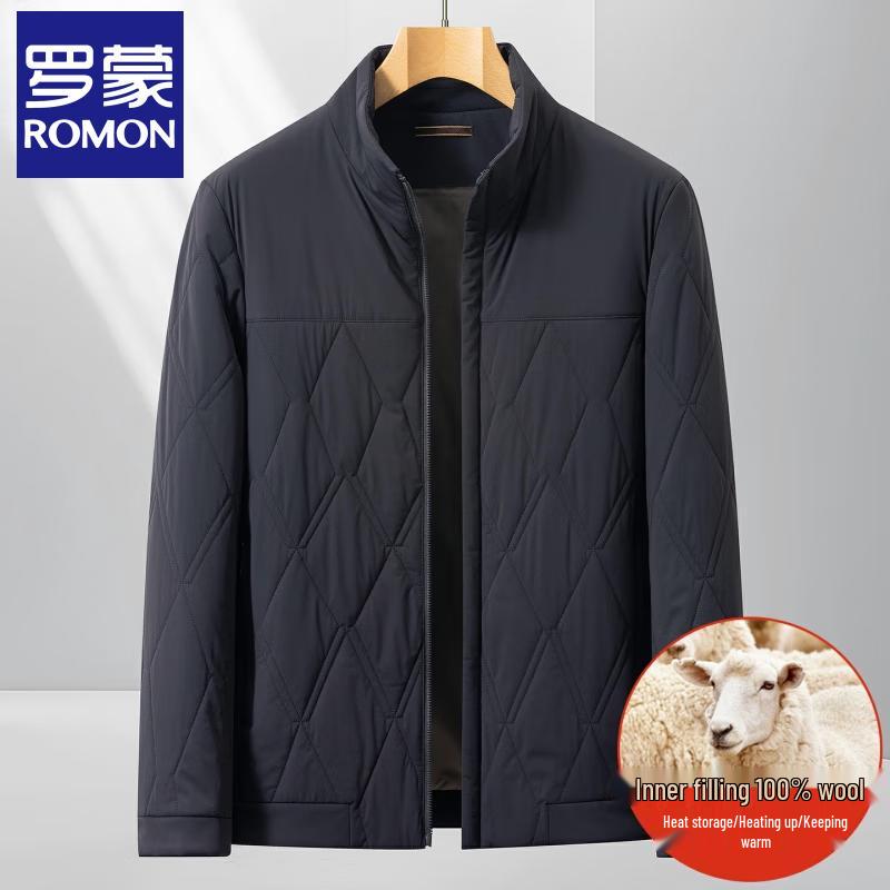 

Romon Men s Diamond Quilted Stand Collar Wool-Padded Jacket 4XL