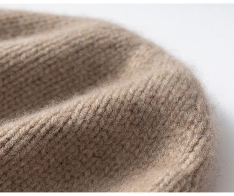Unisex Cashmere Slouchy Beanie: Double-Sided Knit Hat for Autumn/Winter Warmth