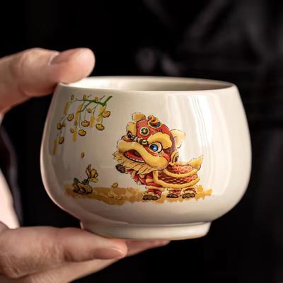 Grass And Wood Gray Xishi Teacup Retro Kung Fu Tea Set Accessories Teacup Tea Tasting Cup Master Cup Tea Small Household Tea