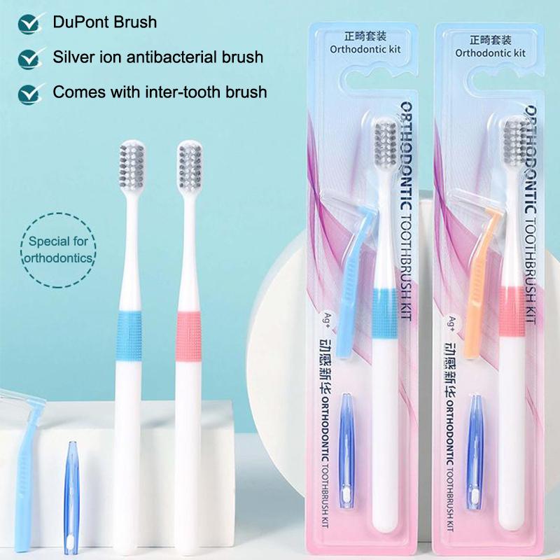 1 Stück Saubere Zahnspangen Erwachsene Zahnbürsten Mit 2 Stück Interdentalbürste Zahnbürste Weiche Borsten Zahnbürste Für Mundgesundheitspflege