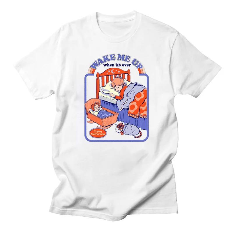 Vintage Tshirt Horror Alien Are Tshirt Men We Here Yet Funny Death Demon Harajuku Men Tee 90 Evil Graphic Camisetas Ropa Hombre