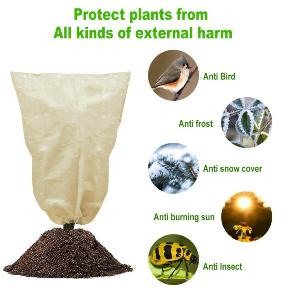 Winter Protection Heavy Duty Plant Cover Bag Non Woven Fleece Windproof Frost Resistant Outdoor Garden Cover with Drawstring