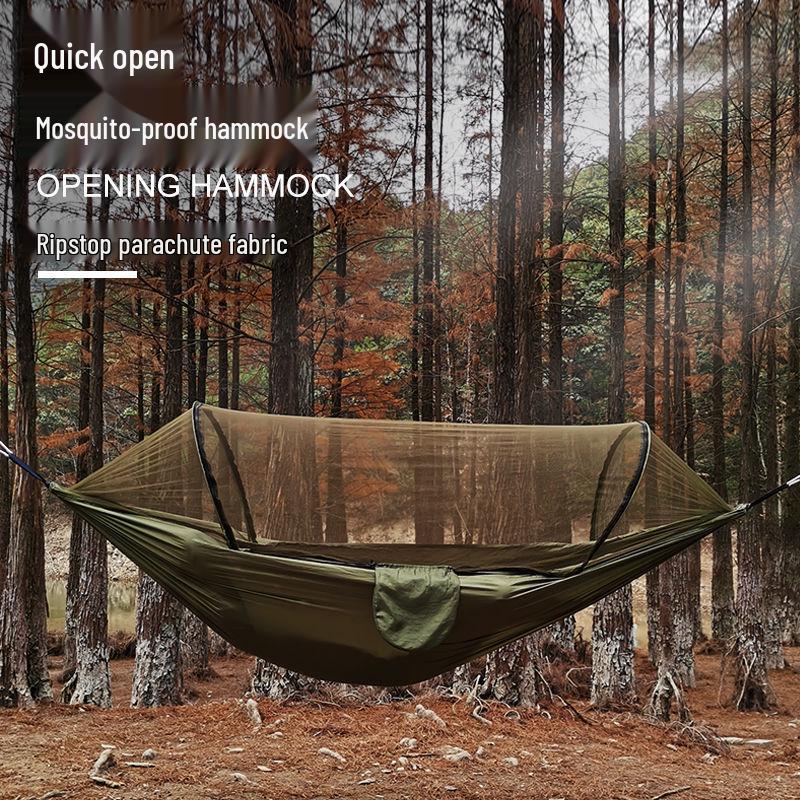 Adult Outdoor Hammock with Mosquito Net - Antitip, Sunshade, Lightweight for Camping and Parks