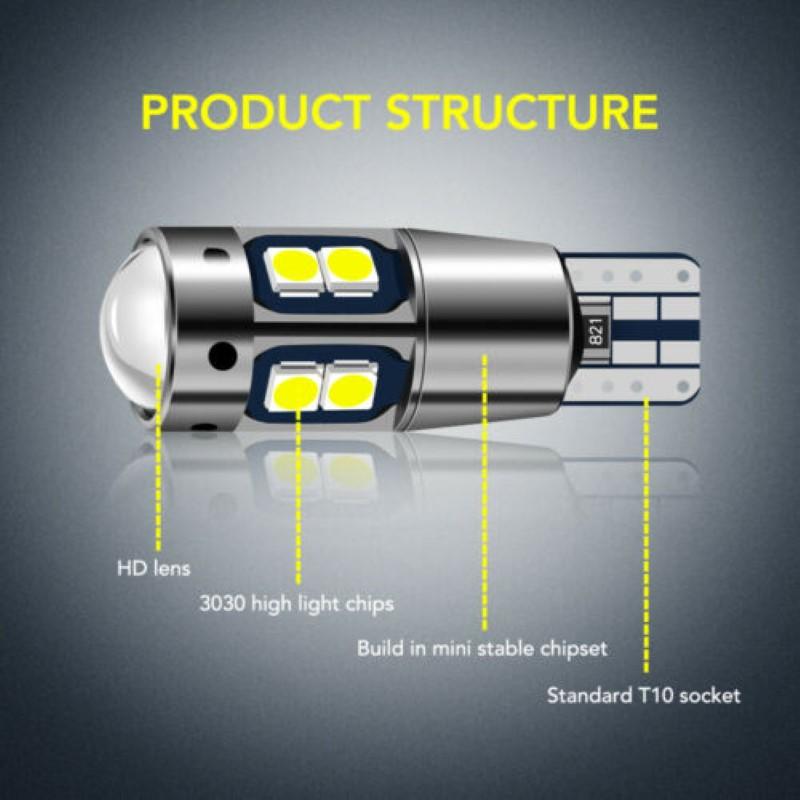 T10 501 W5w 3030 10smd billed feilfri Canbus side lyspærer hvit