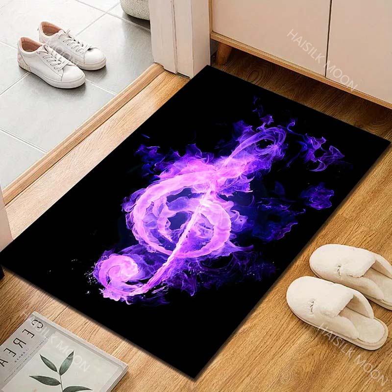 Multiple Sizes Purple Flame Music Note Carpet for Living Room Bedroom Sofa Home Decor Rus Non-slip Floor Mat Luxury Gift